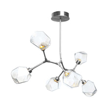 Load image into Gallery viewer, Gem Modern Branch LED Pendant Light in Satin Nickel/Clear Glass (6-Light).