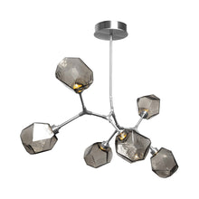 Load image into Gallery viewer, Gem Modern Branch LED Pendant Light in Satin Nickel/Smoke Glass (6-Light).