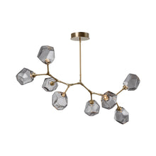 Load image into Gallery viewer, Gem Modern Branch LED Pendant Light in Gilded Brass/Smoke Glass (8-Light).