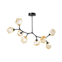 Load image into Gallery viewer, Gem Modern Branch LED Pendant Light in Matte Black/Amber Glass (8-Light).