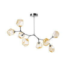 Load image into Gallery viewer, Gem Modern Branch LED Pendant Light in Satin Nickel/Amber Glass (8-Light).