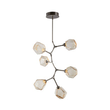 Load image into Gallery viewer, Gem Modern Vine LED Pendant Light in Satin Nickel/Amber Glass (6-Light).