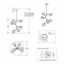 Load image into Gallery viewer, Gem Modern Vine LED Pendant Light - line drawing.