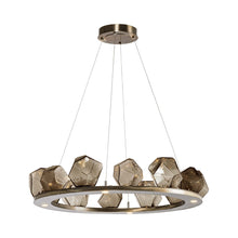Load image into Gallery viewer, Gem Ring LED Chandelier in Heritage Brass/Blown Glass Gem - Bronze (37.8-Inch).