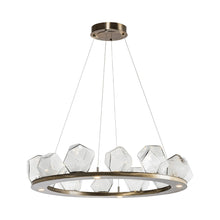 Load image into Gallery viewer, Gem Ring LED Chandelier in Heritage Brass/Blown Glass Gem - Clear (37.8-Inch).