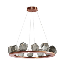 Load image into Gallery viewer, Gem Ring LED Chandelier in Oil Rubbed Bronze/Blown Glass Gem - Smoke (37.8-Inch).