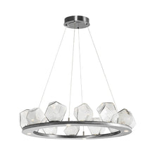 Load image into Gallery viewer, Gem Ring LED Chandelier in Satin Nickel/Blown Glass Gem - Clear (37.8-Inch).