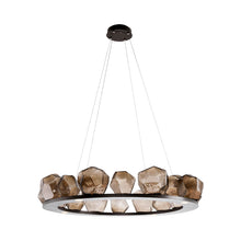 Load image into Gallery viewer, Gem Ring LED Chandelier in Flat Bronze/Blown Glass Gem - Bronze (48.7-Inch).