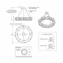 Load image into Gallery viewer, Gem Ring LED Chandelier - line drawing.