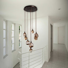 Load image into Gallery viewer, Gem Round LED Multi Light Pendant Light in stairs.