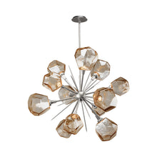 Load image into Gallery viewer, Gem Starburst LED Chandelier in Metallic Beige Silver/Bronze Glass.