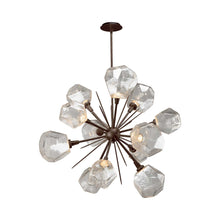 Load image into Gallery viewer, Gem Starburst LED Chandelier in Flat Bronze/Clear Glass.