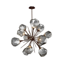 Load image into Gallery viewer, Gem Starburst LED Chandelier in Flat Bronze/Smoke Glass.