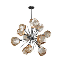 Load image into Gallery viewer, Gem Starburst LED Chandelier in Gunmetal/Bronze Glass.