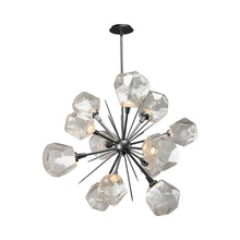 Load image into Gallery viewer, Gem Starburst LED Chandelier in Gunmetal/Clear Glass.