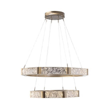 Load image into Gallery viewer, Glacier Double Tier LED Chandelier in Heritage Brass.