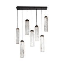 Load image into Gallery viewer, Ledgestone LED Linear Chandelier in Matte Black/Clear Glass (7-Light).