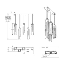 Load image into Gallery viewer, Ledgestone LED Linear Chandelier - line drawing.