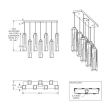 Load image into Gallery viewer, Ledgestone LED Linear Chandelier - line drawing.