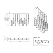 Load image into Gallery viewer, Ledgestone LED Linear Chandelier - line drawing.