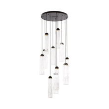 Load image into Gallery viewer, Ledgestone Round LED Multi Light Pendant Light in Matte Black/Clear Glass (11-Light).