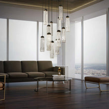 Load image into Gallery viewer, Ledgestone Round LED Multi Light Pendant Light in living room.
