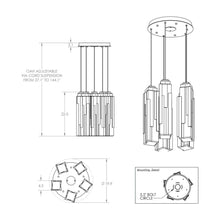 Load image into Gallery viewer, Ledgestone Round LED Multi Light Pendant Light - line drawing.