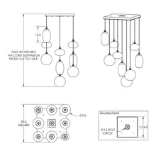 Load image into Gallery viewer, Misto Multi Light Pendant Light - line drawing.