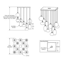 Load image into Gallery viewer, Misto Multi Light Pendant Light - line drawing.