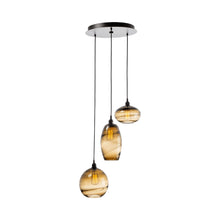 Load image into Gallery viewer, Misto Round Multi Light Pendant Light in Matte Black/Bronze Glass (3-Light).