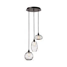 Load image into Gallery viewer, Misto Round Multi Light Pendant Light in Matte Black/Clear Glass (3-Light).