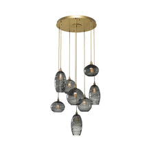 Load image into Gallery viewer, Misto Round Multi Light Pendant Light in Gilded Brass/Smoke Glass (8-Light).