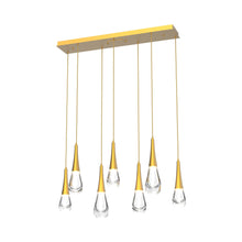 Load image into Gallery viewer, Raindrop LED Linear Pendant Light in Gilded Brass (7-Light).