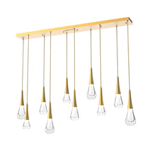 Load image into Gallery viewer, Raindrop LED Linear Pendant Light in Gilded Brass (10-Light).