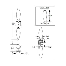 Load image into Gallery viewer, Rock Crystal LED Double Wall Light - line drawing.