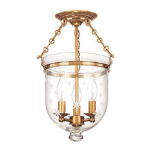 Load image into Gallery viewer, Hampton Semi Flush Mount Ceiling Light Small/Aged Brass/Snowflakes.