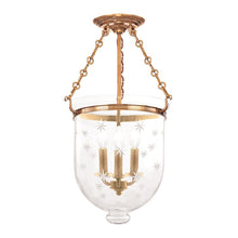 Load image into Gallery viewer, Hampton Semi Flush Mount Ceiling Light Large/Aged Brass/Snowflakes.