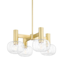 Load image into Gallery viewer, Harlow Chandelier in Clear and Brass.