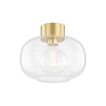 Load image into Gallery viewer, Harlow Flush Mount Ceiling Light in Aged Brass.