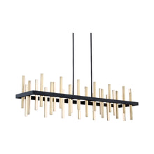 Load image into Gallery viewer, Harmonix Rectangular LED Pendant Light in Black and Brass.