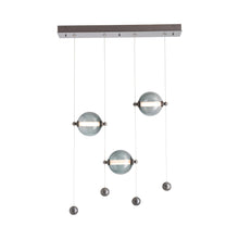 Load image into Gallery viewer, Abacus Linear LED Pendant Light in 3-Light/Black/Abacus Cool Grey Glass.