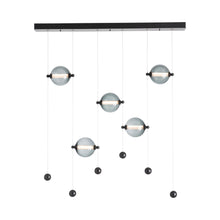 Load image into Gallery viewer, Abacus Linear LED Pendant Light in 5-Light/Black/Abacus Cool Grey Glass.
