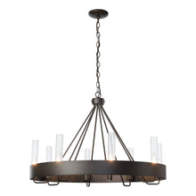 Load image into Gallery viewer, Banded Ring Chandelier in Mahogany/Clear Glass.