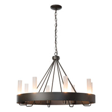 Load image into Gallery viewer, Banded Ring Chandelier in Mahogany/Frosted Glass.