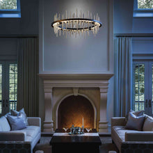 Load image into Gallery viewer, Cityscape Circular LED Pendant Light in living room.