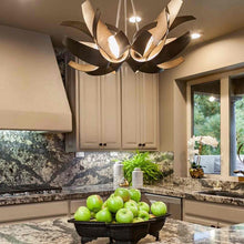 Load image into Gallery viewer, Corona Brass Accent Pendant Light in kitchen.