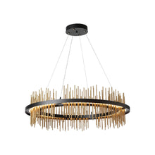 Load image into Gallery viewer, Gossamer Circular LED Pendant Light in Mahogany/Gold.