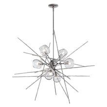 Load image into Gallery viewer, Griffin Starburst Pendant Light in Vintage Platinum/Thumbprint Clear Glass/Short.