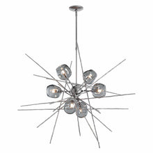 Load image into Gallery viewer, Griffin Starburst Pendant Light in Vintage Platinum/Thumbprint Cool Grey Glass/Short.
