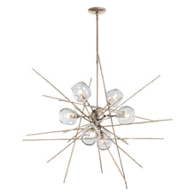Load image into Gallery viewer, Griffin Starburst Pendant Light in Soft Gold/Thumbprint Clear Glass/Short.